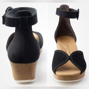 Wedge Sandals. US 8 (UK 5.5) Black suede leather.